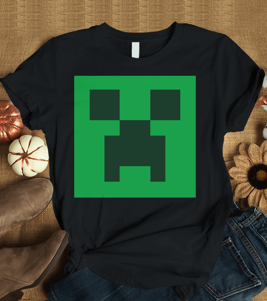 Minecraft Creeper Face Green Block T-Shirt