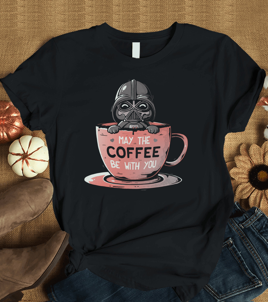 May The Coffee Be With You Dark Helmet Cup Character T-Shirt