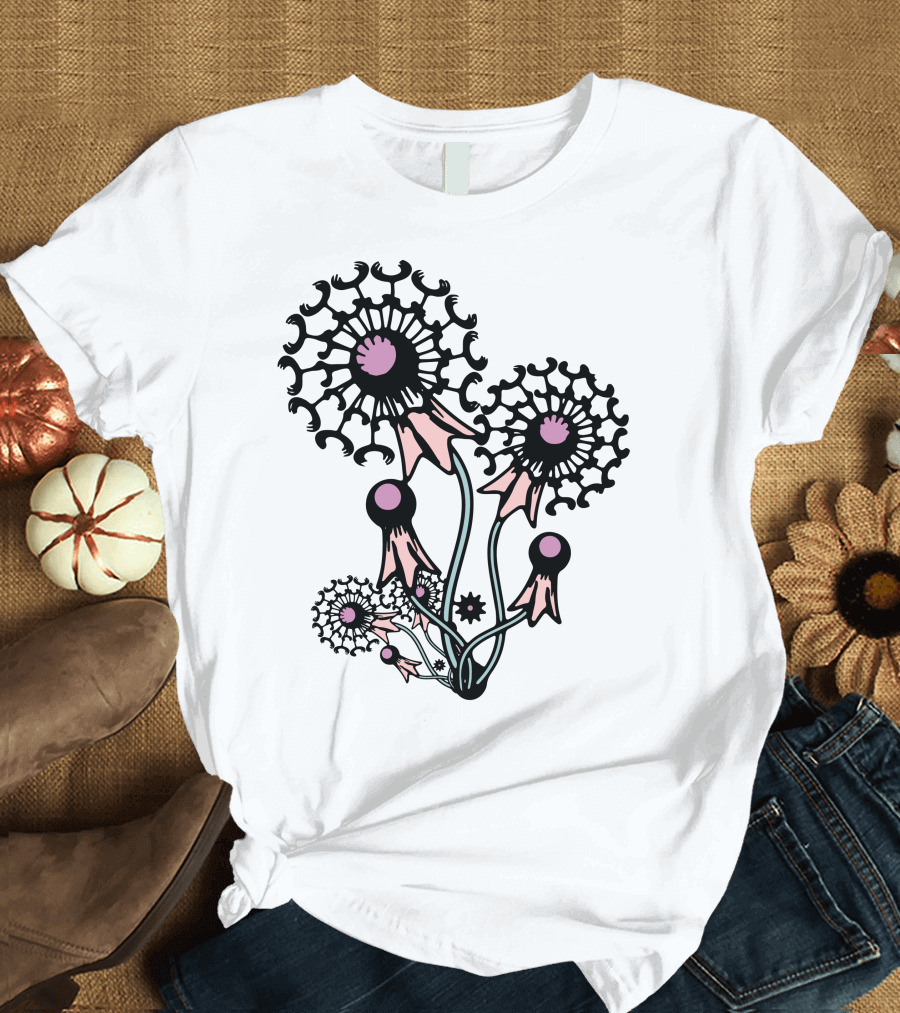 Dandelion Flower Abstract Botanical T-Shirt