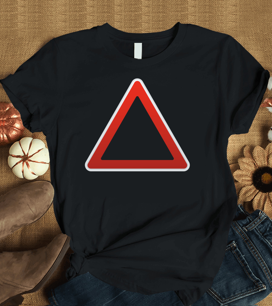 Dog Silhouette Inside Red Triangle Warning Sign T-Shirt