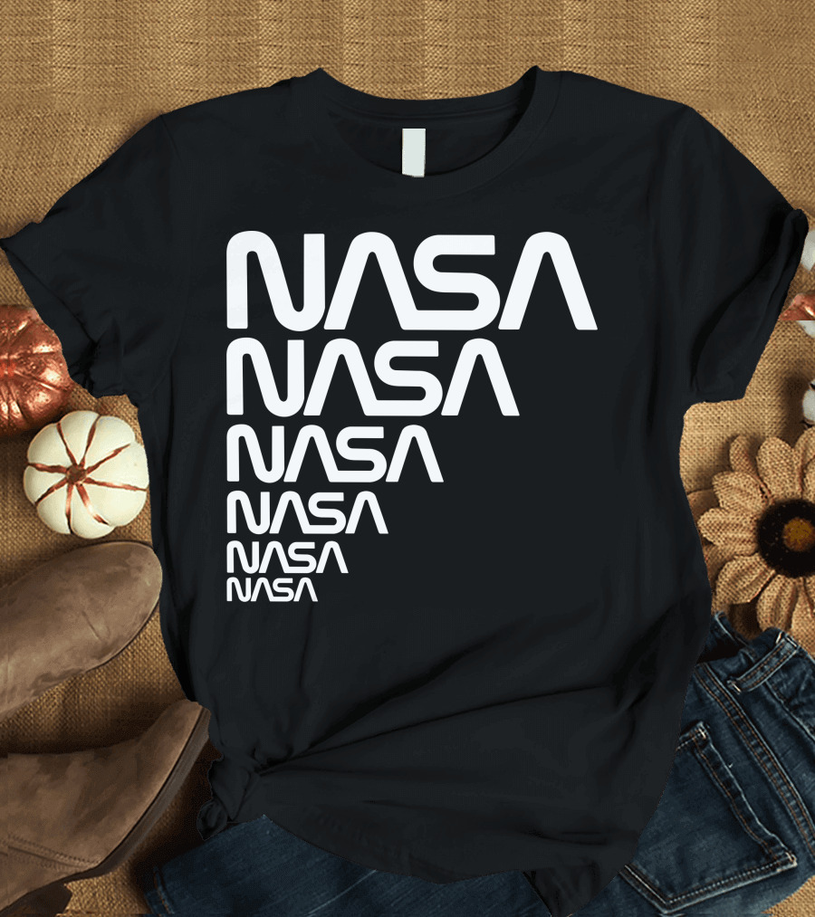 NASA The Worm Is Back Retro Logo Stack T-Shirt