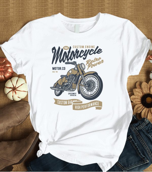 T-Shirt: 1981 Custom Engine Motorcycle Retro Power Custom Garage High Performance T-Shirt 1981 Custom Engine Motorcycle Retro Power Custom Garage High Performance T-Shirt