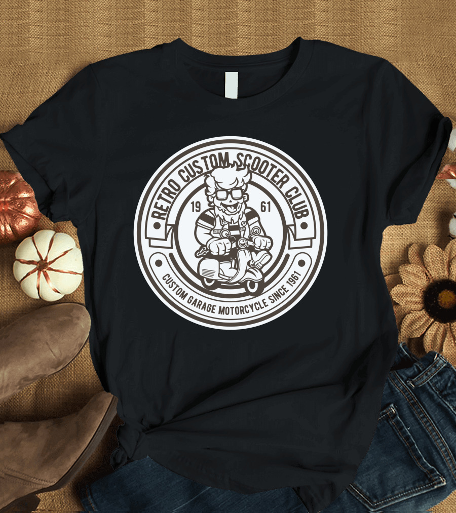 Retro Custom Scooter Club Custom Garage Motorcycle Since 1961 T-Shirt