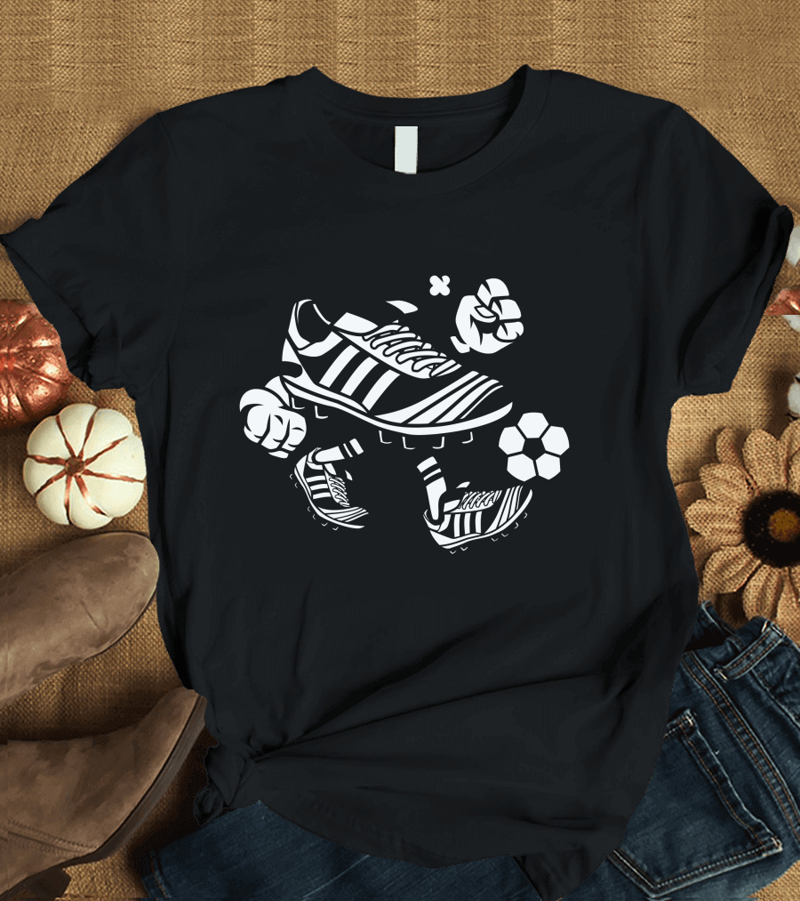Soccer Cleats and Ball with Dynamic Athletic Energy T-Shirt