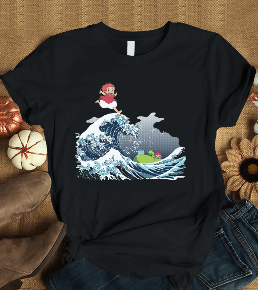 Ponyo Great Wave Studio Ghibli Spirited T-Shirt