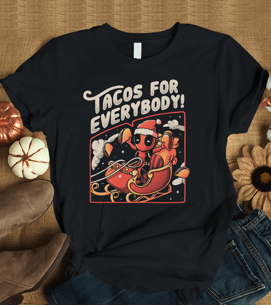 Tacos For Everybody Santa Sleigh Ride Christmas Party T-Shirt