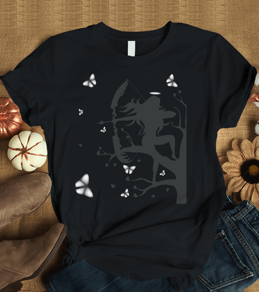 Girl And Butterfly Halo Glow T-Shirt