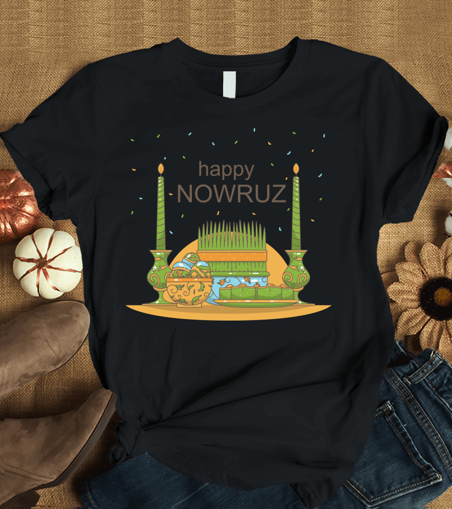 Happy Nowruz Holiday with Traditional Haft-Seen Symbols T-Shirt