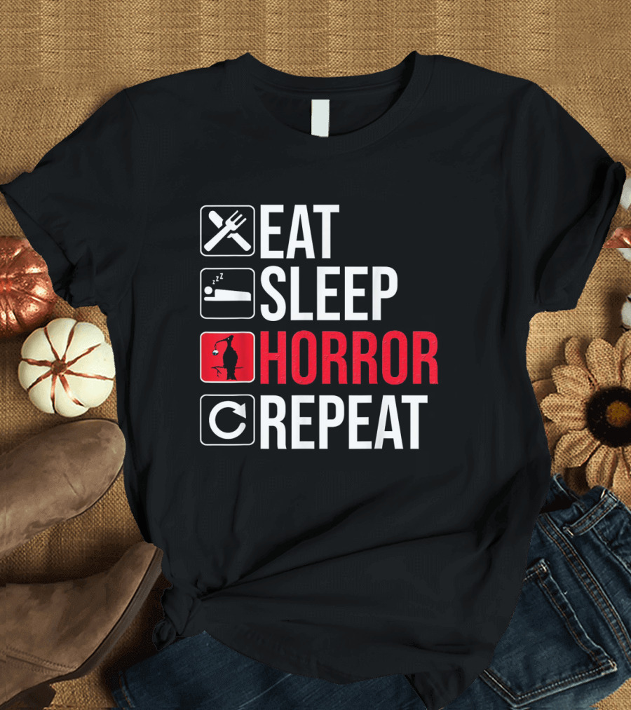 Eat Sleep Horror Repeat Zombie Icon Cycle T-Shirt
