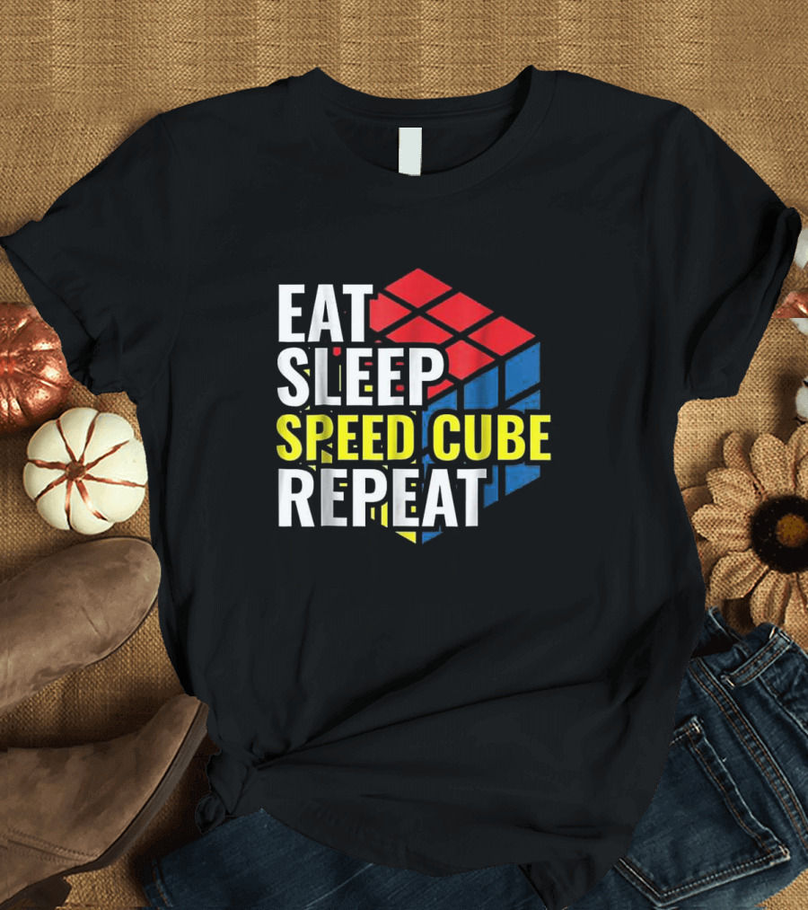 Eat Sleep Speed Cube Repeat Puzzle Cube Speed Cubing T-Shirt