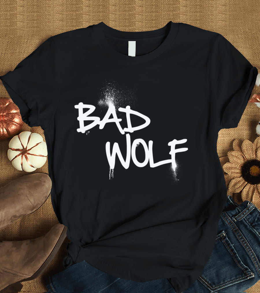 BAD WOLF Graffiti Style Street Art Text White T-Shirt