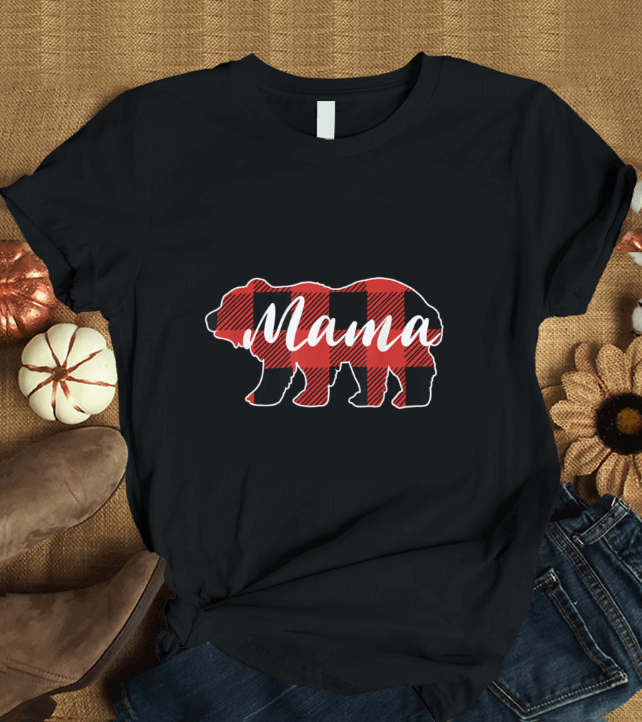 Mama Bear Buffalo Plaid Checkered T-Shirt
