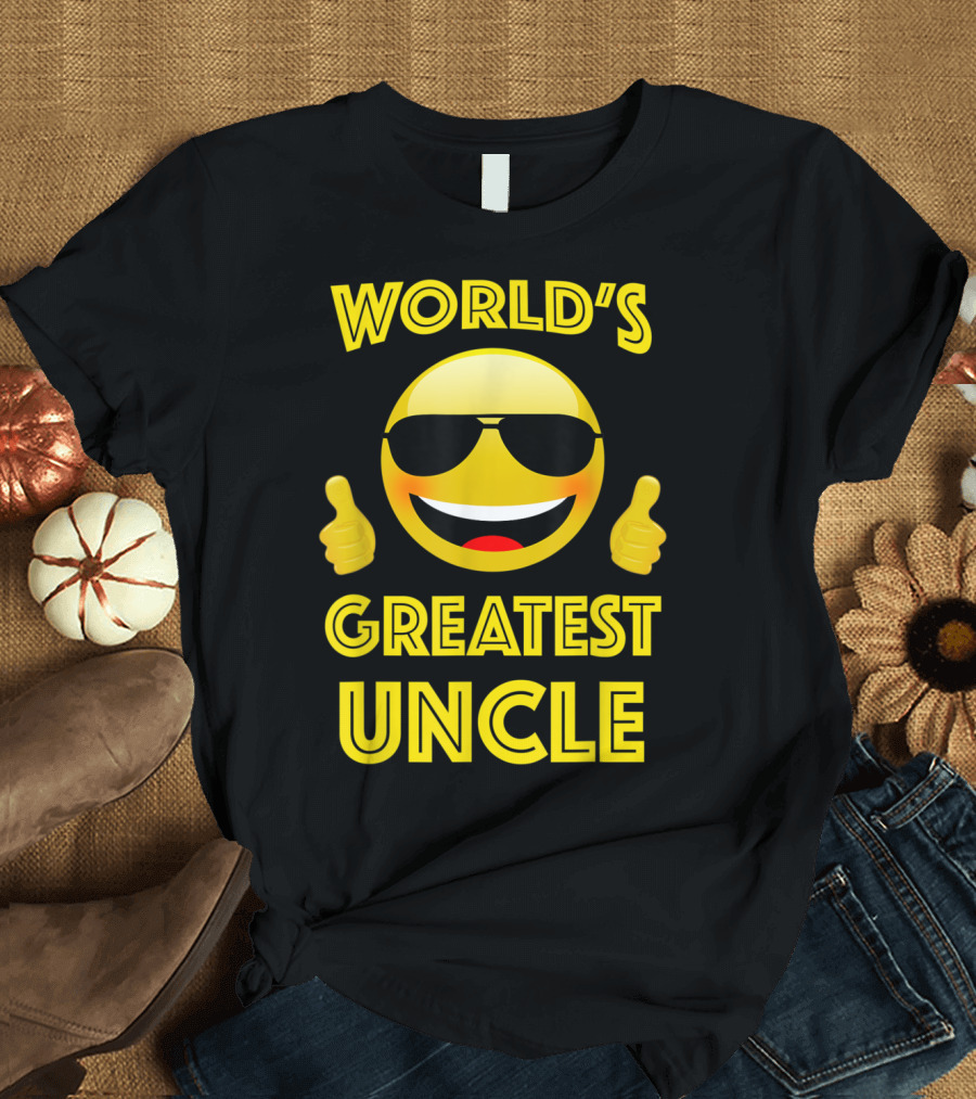 World's Greatest Uncle Emoji with Sunglasses and Thumbs Up T-Shirt
