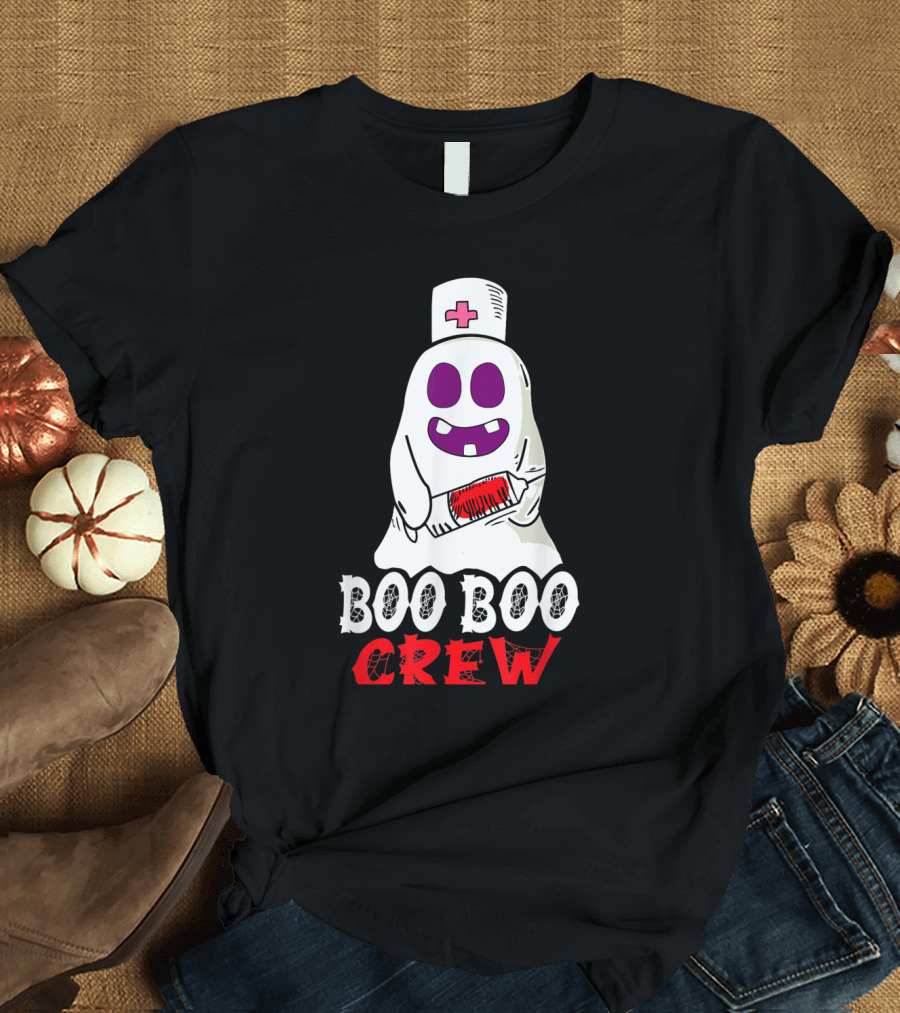 Boo Boo Crew Halloween Nurse Ghost with Bandage for Costume Enthusiasts T-Shirt