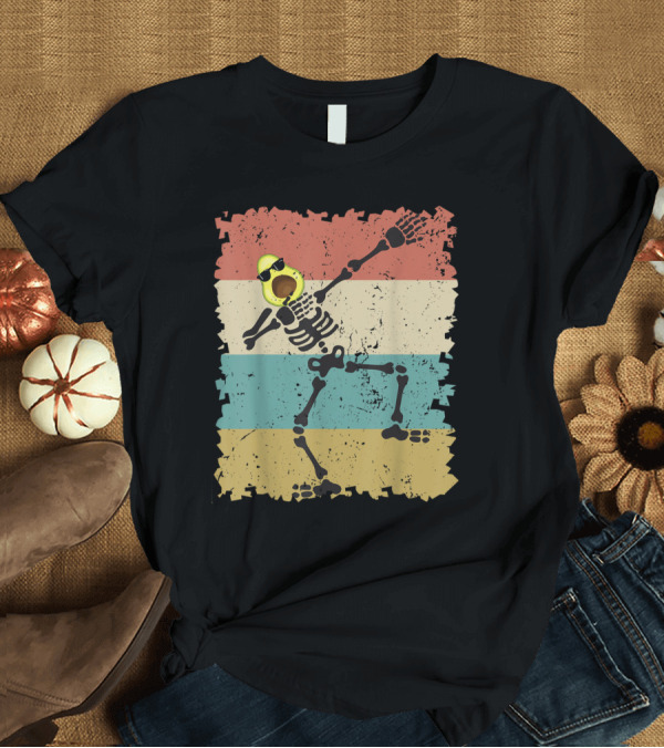T-Shirt: Halloween Dabbing Avocado Skeleton with Sunglasses T-Shirt Halloween Dabbing Avocado Skeleton with Sunglasses T-Shirt