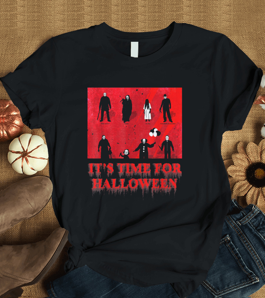 It's Time for Halloween Horror Movie Icons and Chilling Characters Collection T-Shirt