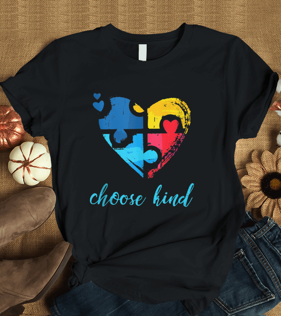 Choose Kind Puzzle Heart Autism Awareness T-Shirt