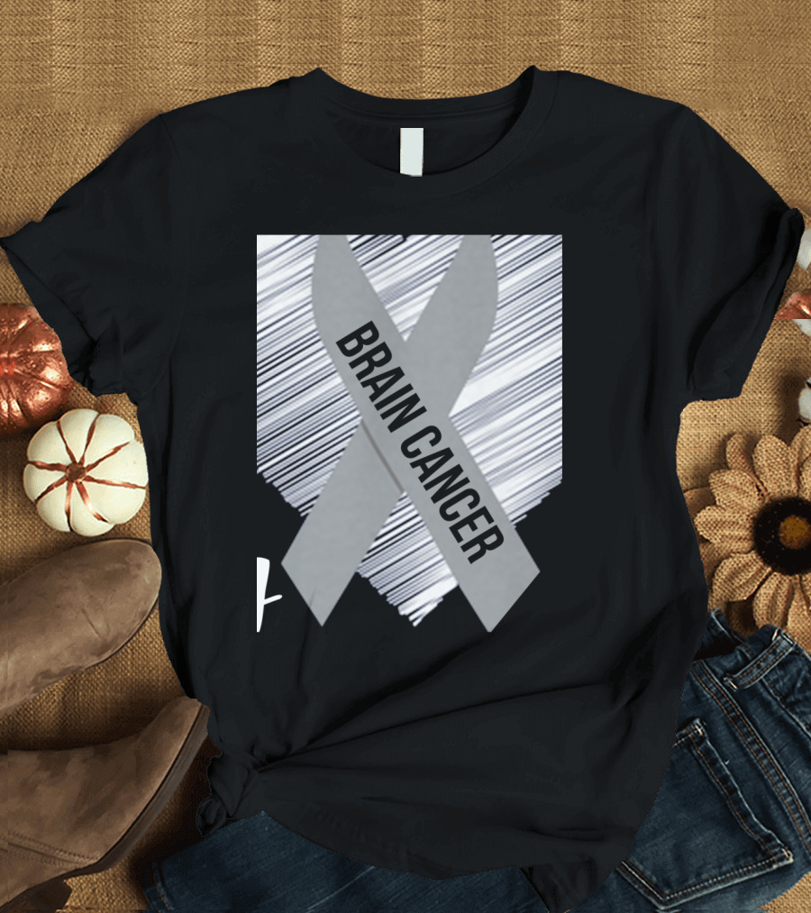 I Wear Grey for My Daughter Brain Cancer Awareness Ribbon Support T-Shirt
