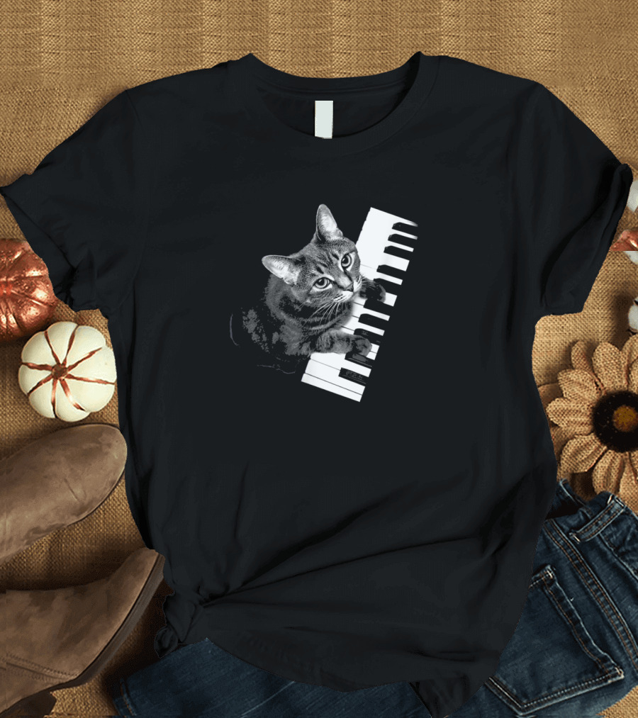 Keyboard-Playing Feline Piano Cat T-Shirt
