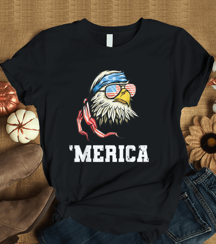 'Merica Patriotic USA Flag Bald Eagle 4th of July Veterans T-Shirt
