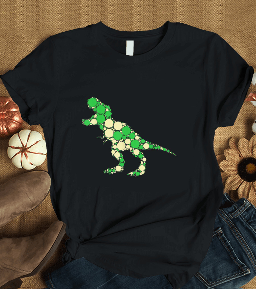 Green Polka Dot T Rex Dinosaur International Dot Day T-Shirt
