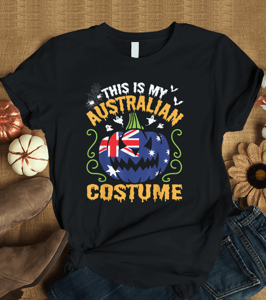 This Is My Australian Costume Ghost Pumpkin Face T-Shirt
