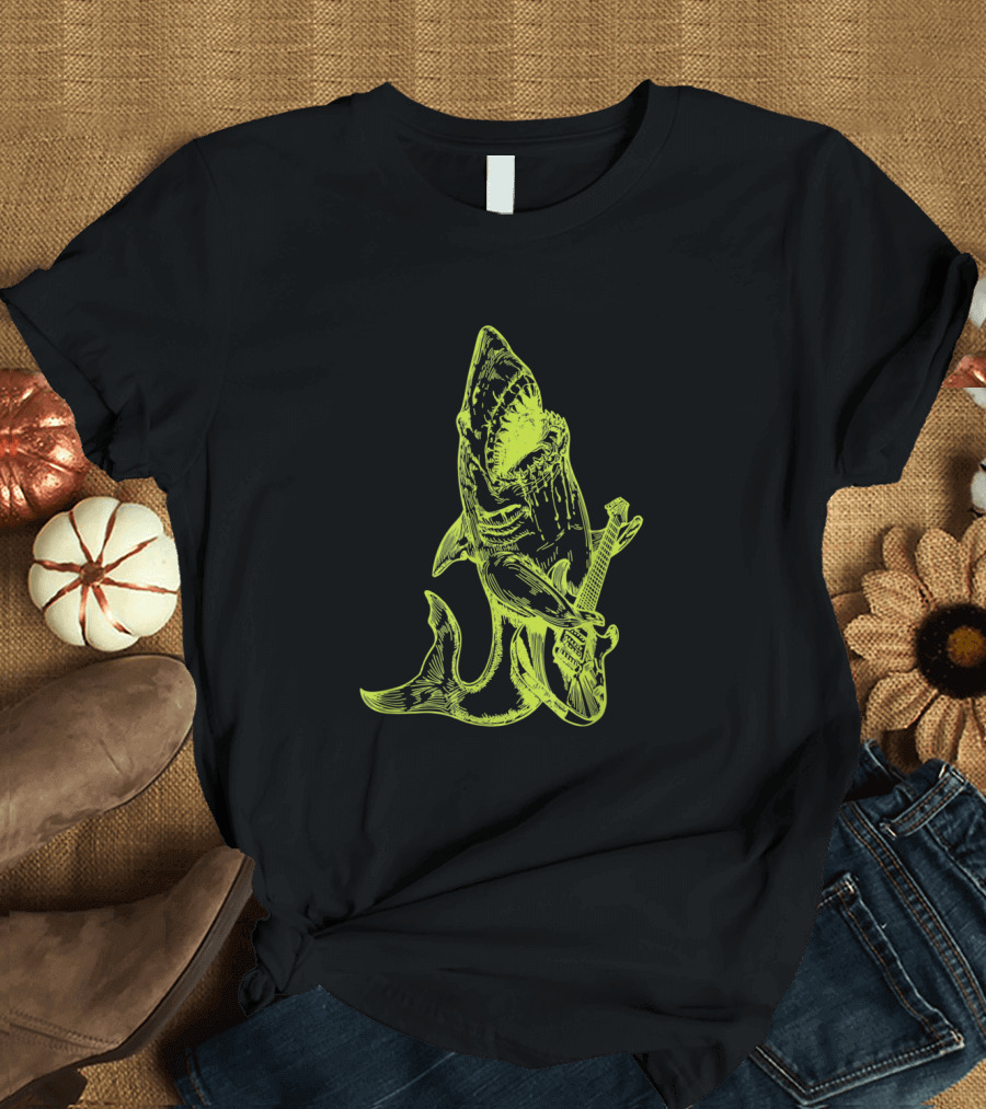 SEEMBO Shark Playing Guitar Musician Guitarist Music Band T-Shirt