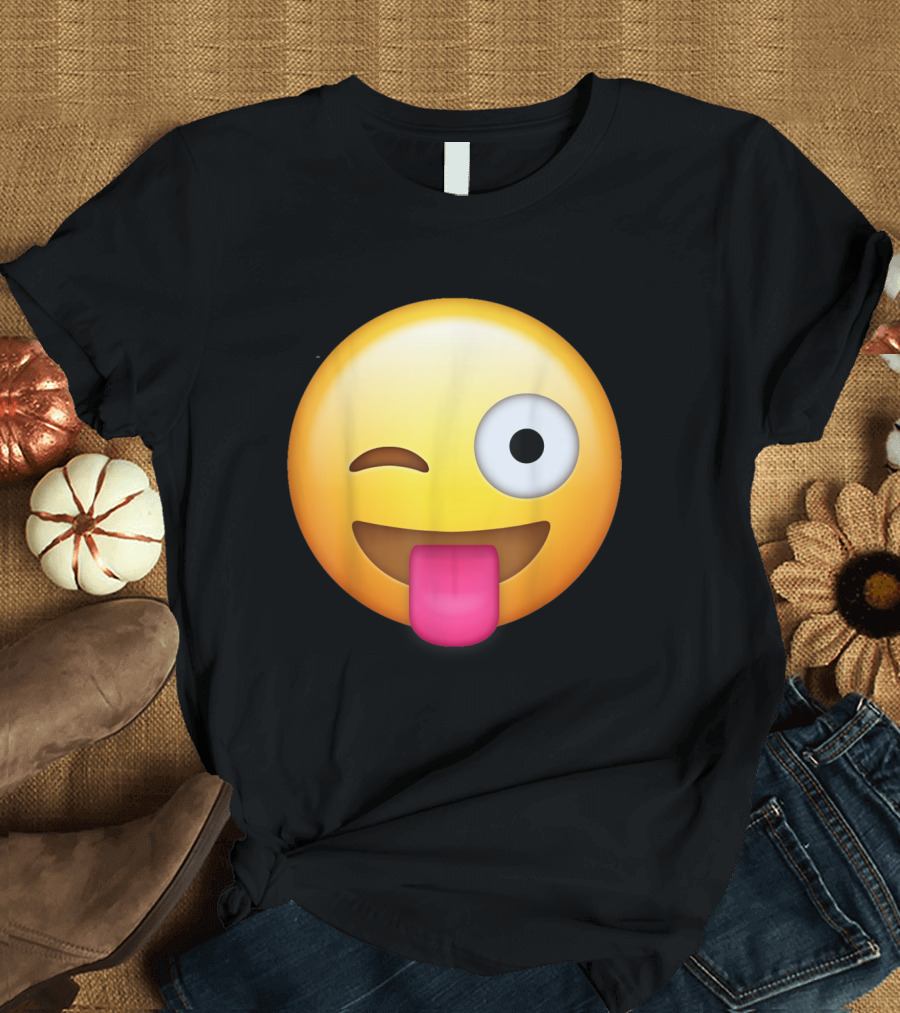Smiley Face Wink Tongue Out Emoji T-Shirt