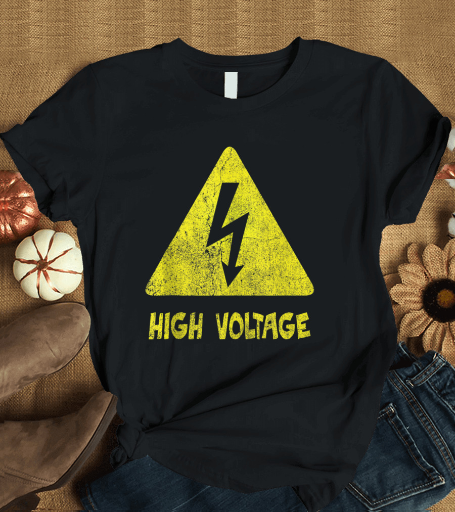 Warning Sign High Voltage Halloween Party Group T-Shirt