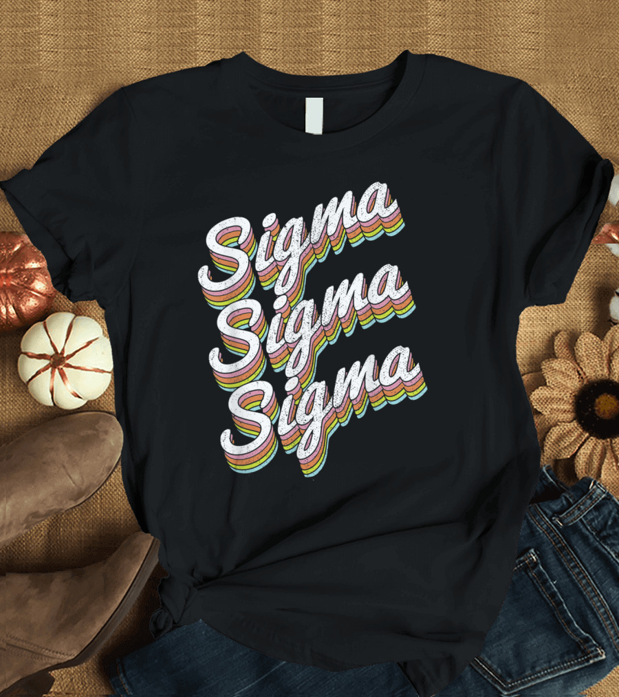 Sigma Sigma Sigma Pledge Rush Sorority Vintage Rainbow Retro T-Shirt