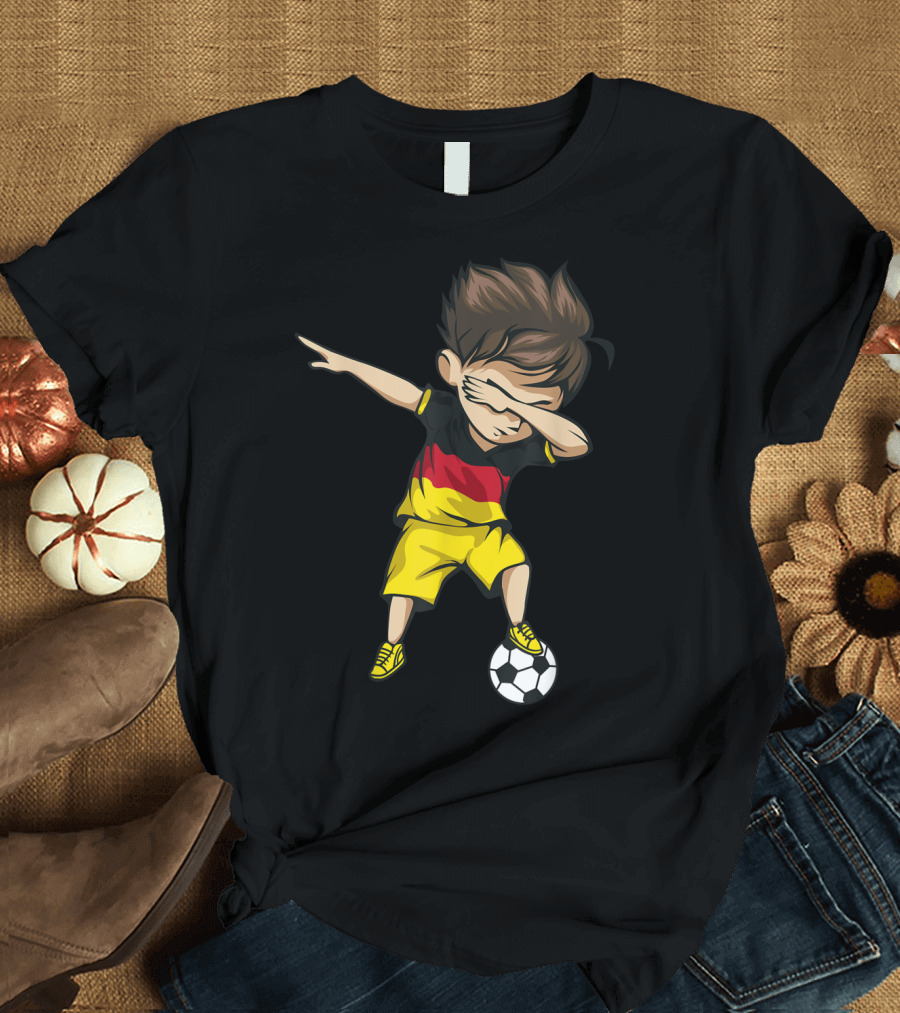 Dabbing Soccer Boy in Germany Jersey with German Football T-Shirt