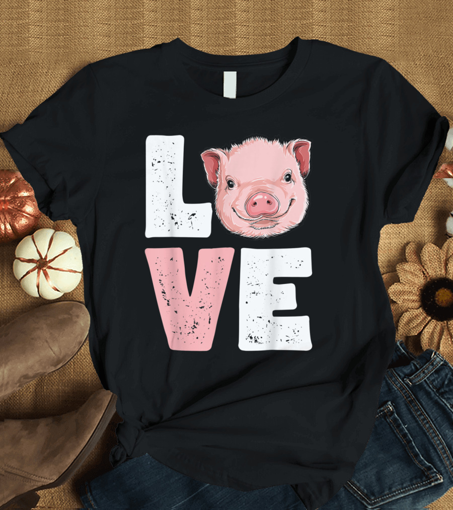 Love Pigs Pig Lovers Farming Farmer Girls T-Shirt