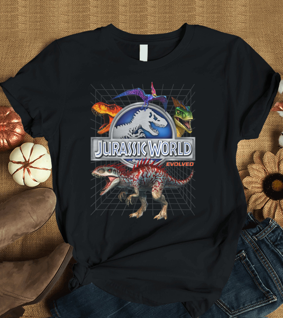 Jurassic World Evolved Dino Grid Rex Dinosaur Trio T-Shirt