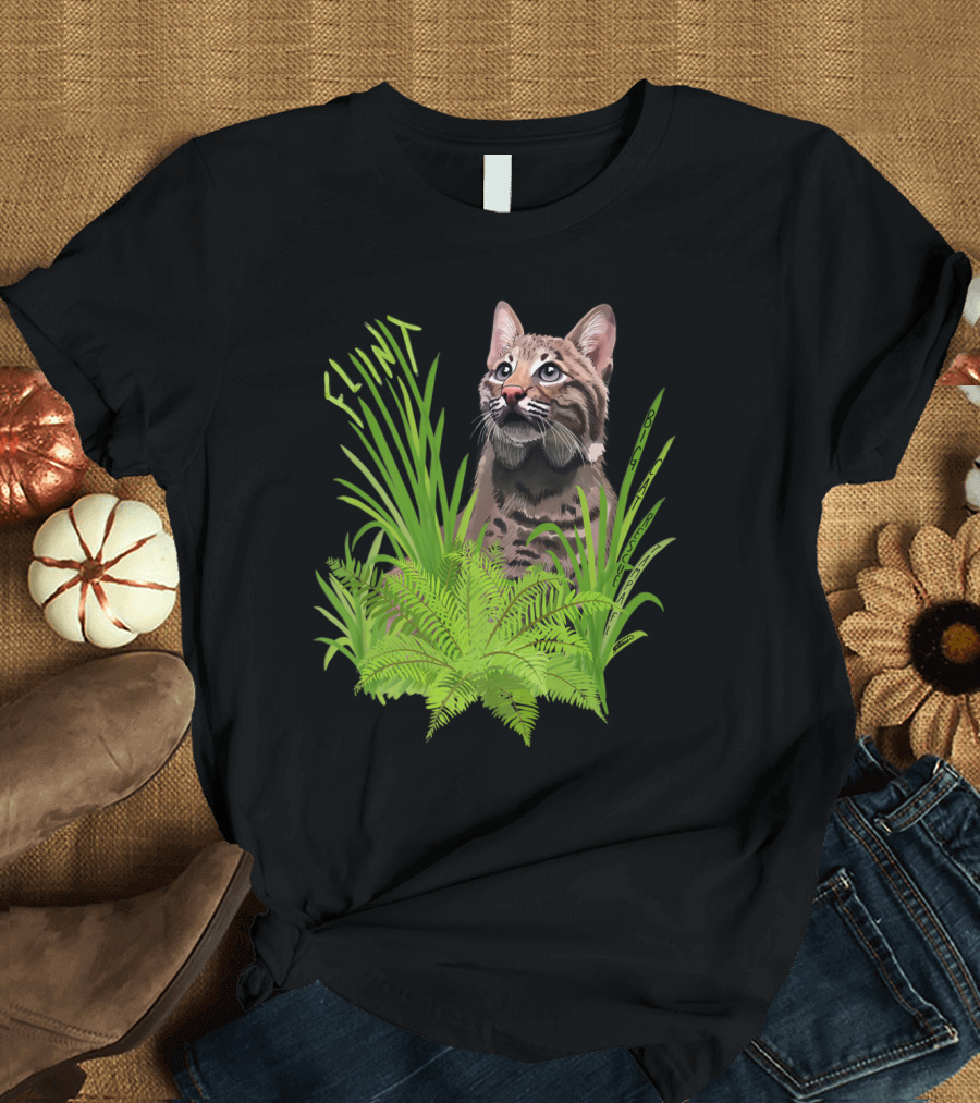 Flint the Curious Bobcat in Ferns FULEf T-Shirt
