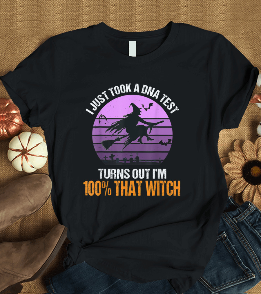 I Just Took A DNA Test Turns Out I'm 100% That Witch Funny Halloween PUN Witch Costume T-Shirt