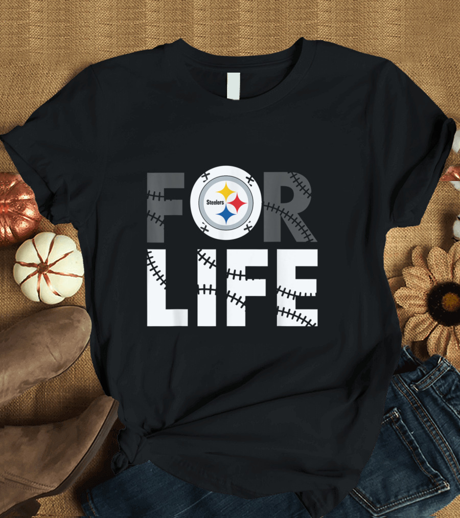 Pittsburgh Steelers Halloween Football Stitching For Life Fan T-Shirt
