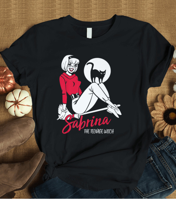 T-Shirt: Sabrina The Teenage Witch with Cat on Broomstick T-Shirt Sabrina The Teenage Witch with Cat on Broomstick T-Shirt