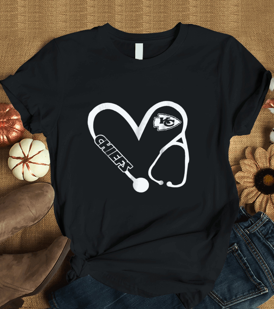KC Chiefs Nurse Heart Stethoscope T-Shirt