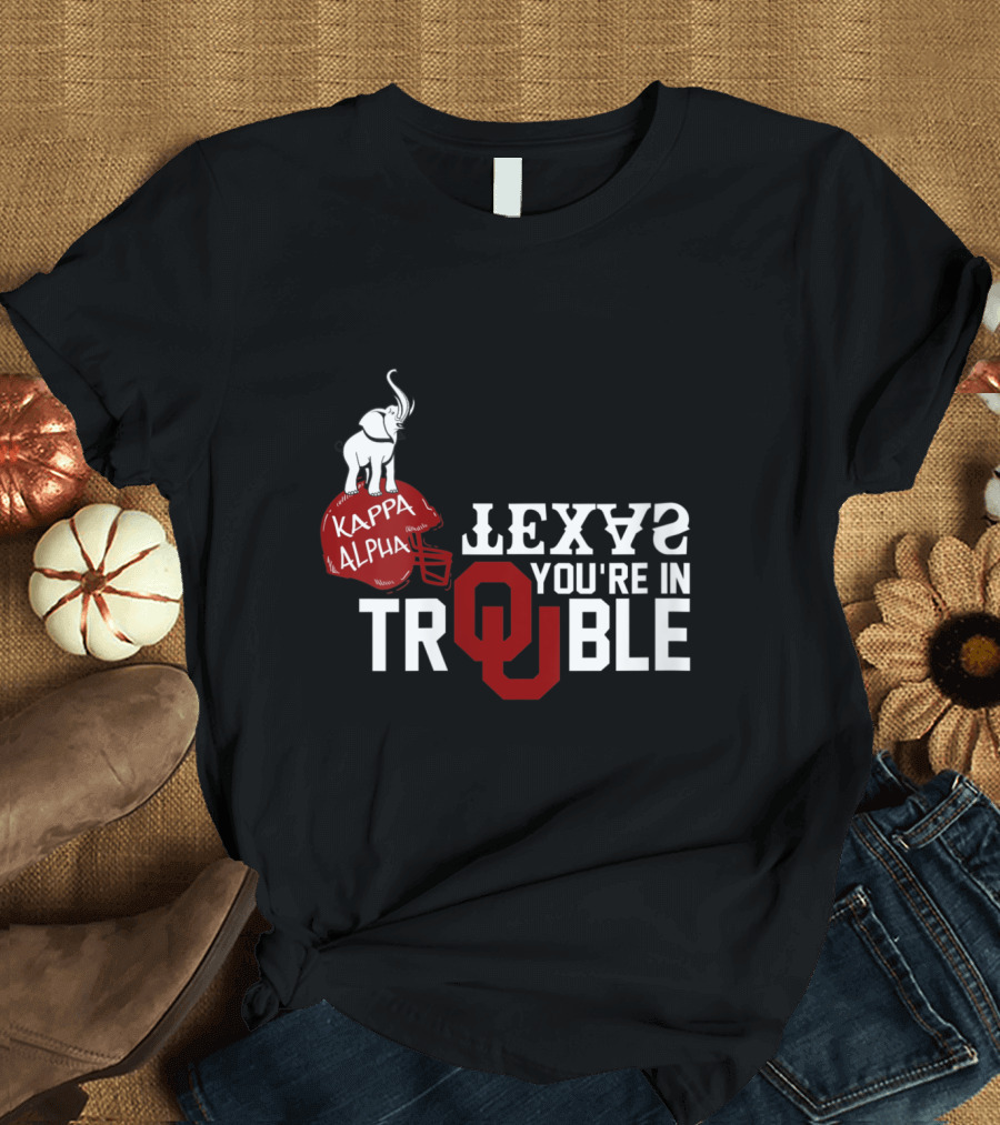 Kappa Alpha Elephant Helmet Texas Trouble OU T-Shirt