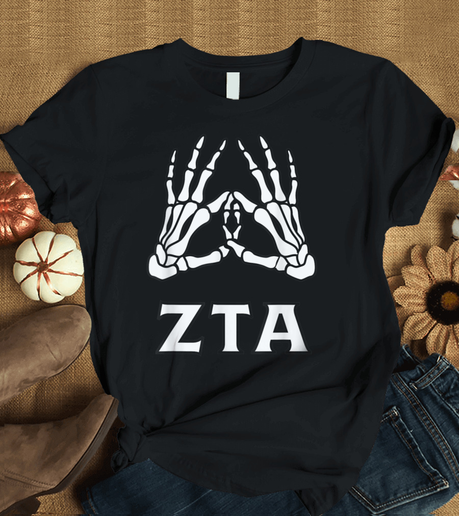 ZTA Skeleton Hands Greek Sorority T-Shirt