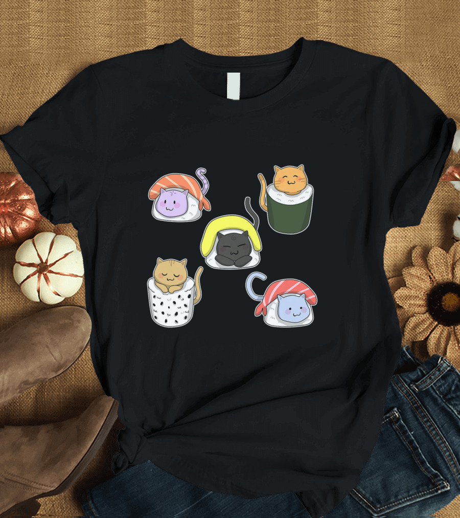 Sushi Kitty Cat Kawaii Japanese Cat Rolls T-Shirt