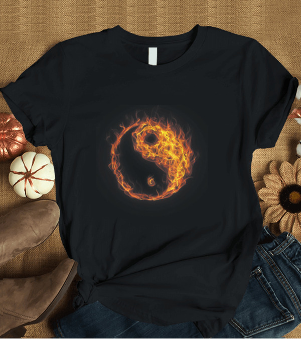T-Shirt: Yin Yang Fire Symbol Tai Chi Martial Arts Kungfu T-Shirt Yin Yang Fire Symbol Tai Chi Martial Arts Kungfu T-Shirt