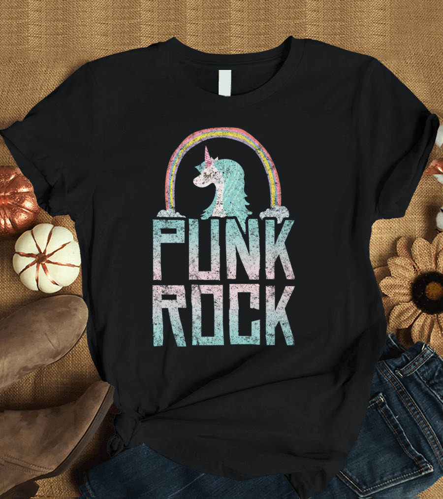 Punk Rock Unicorn Rainbow Music Band T-Shirt