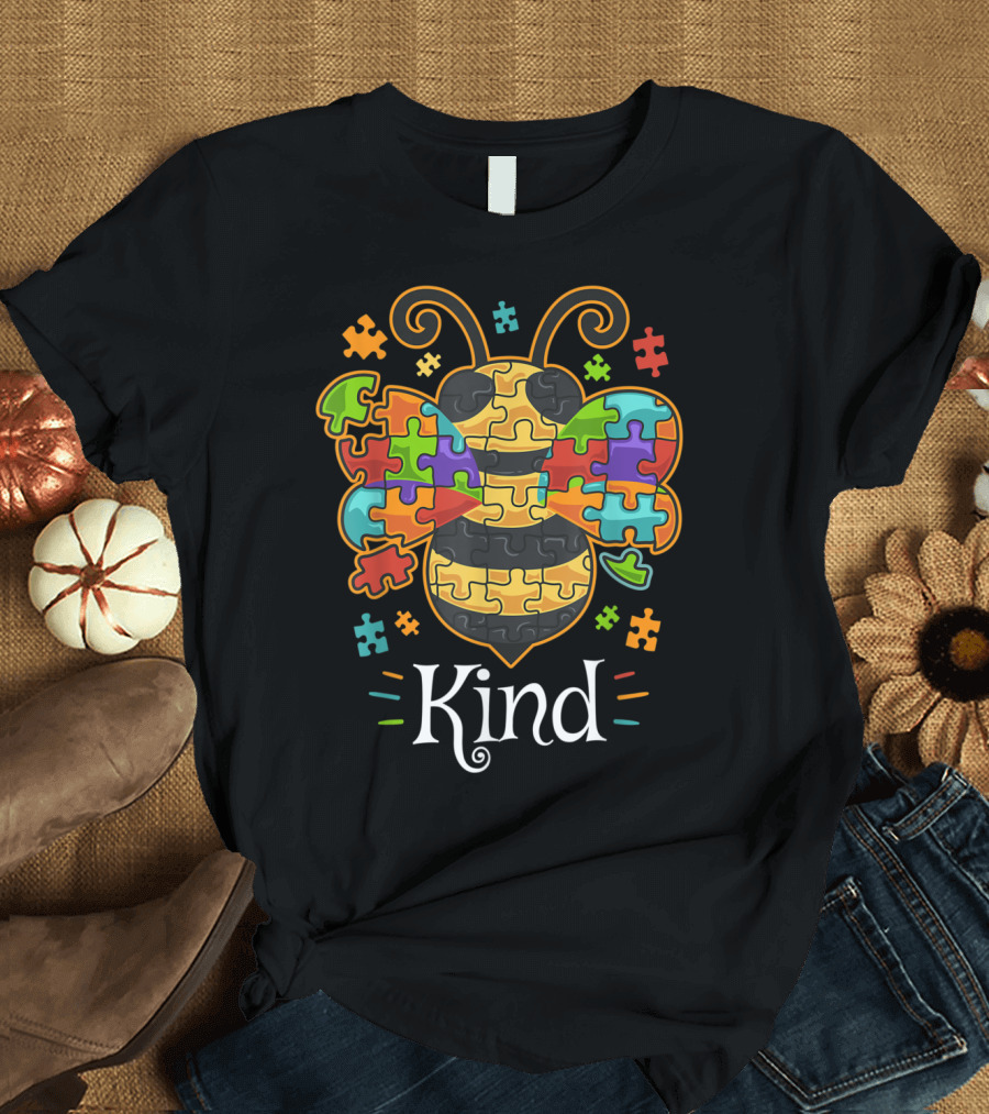 Autism Awareness Puzzle Bee Be Kind T-Shirt