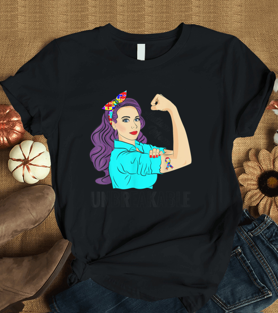 Autism Awareness Strong Autism Mom Unbreakable Rosie T-Shirt