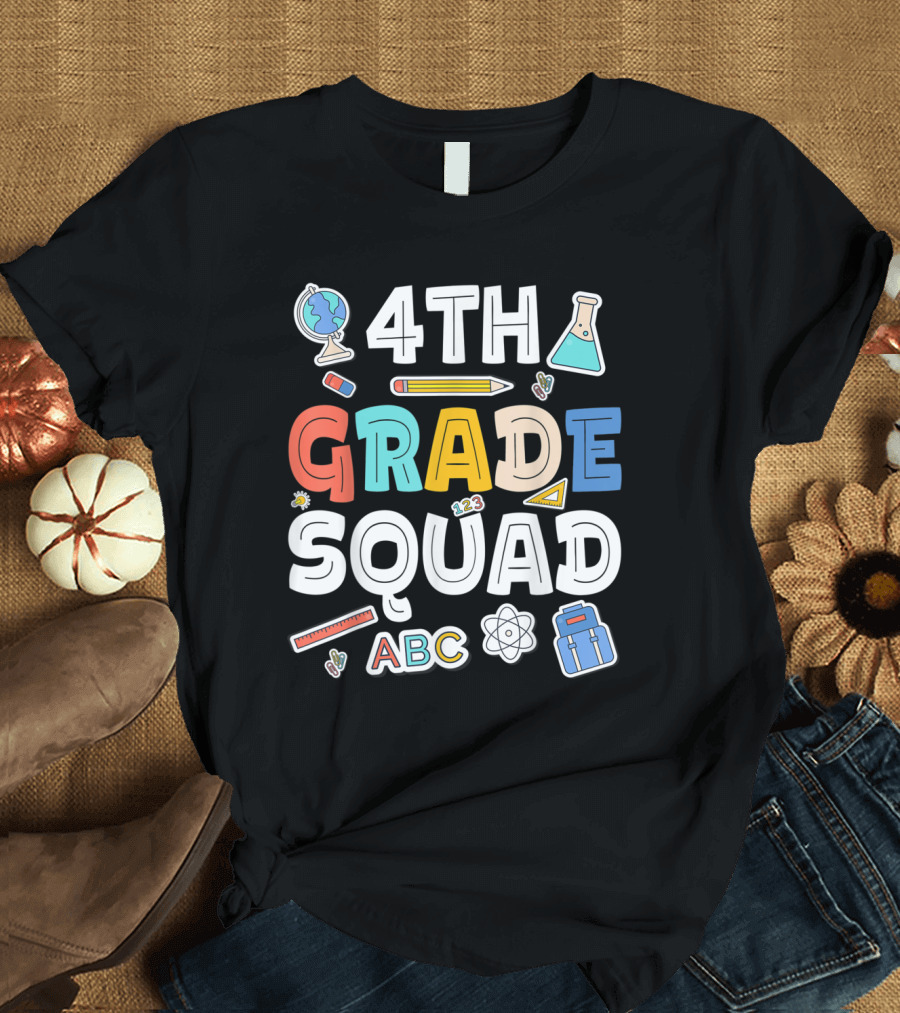 4th Grade Squad Graduation ABC Science Icons T-Shirt