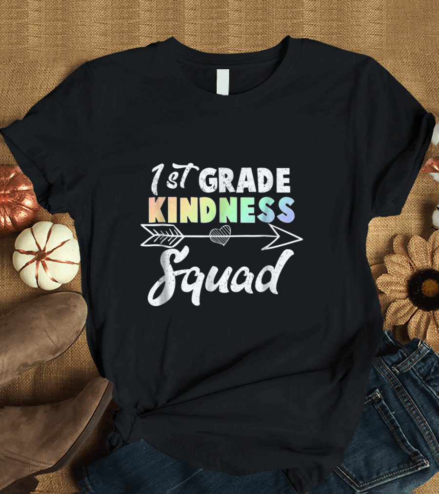 1st Grade Kindness Squad Rainbow Arrow Heart T-Shirt