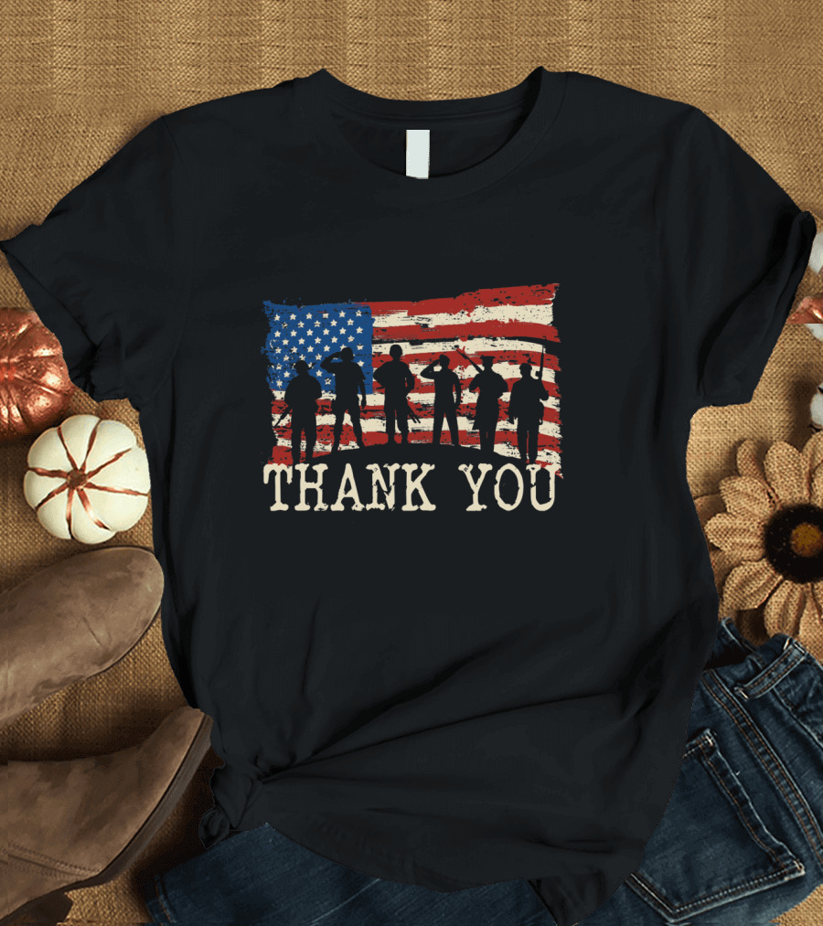 American Flag Thank You Veterans T-Shirt