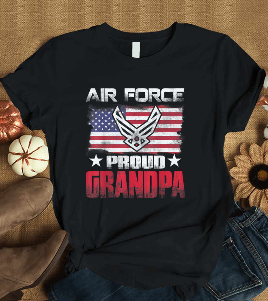 Air Force Proud Grandpa US Flag Veteran T-Shirt