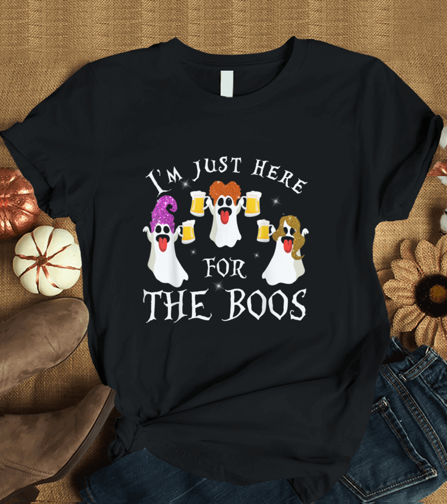 I'm Just Here for the Boos Halloween Ghosts with Beers T-Shirt